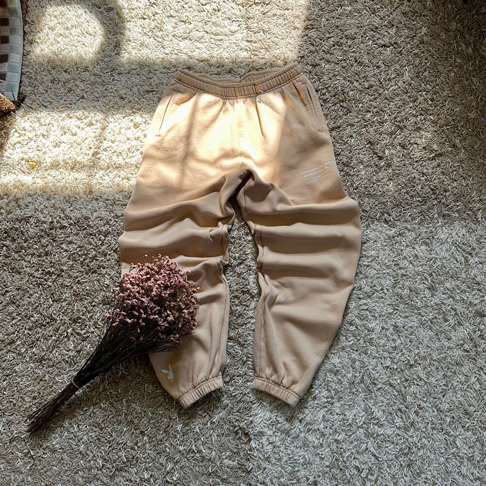 Playboy by Pacsun Beige Sweatpants Jogger Bunny Pants Women’s XS